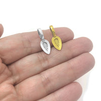 Glue on bails, Gold, Silver, Leaf oval pad, Hypoallergenic nickel free jewelry findings, Pendant making parts