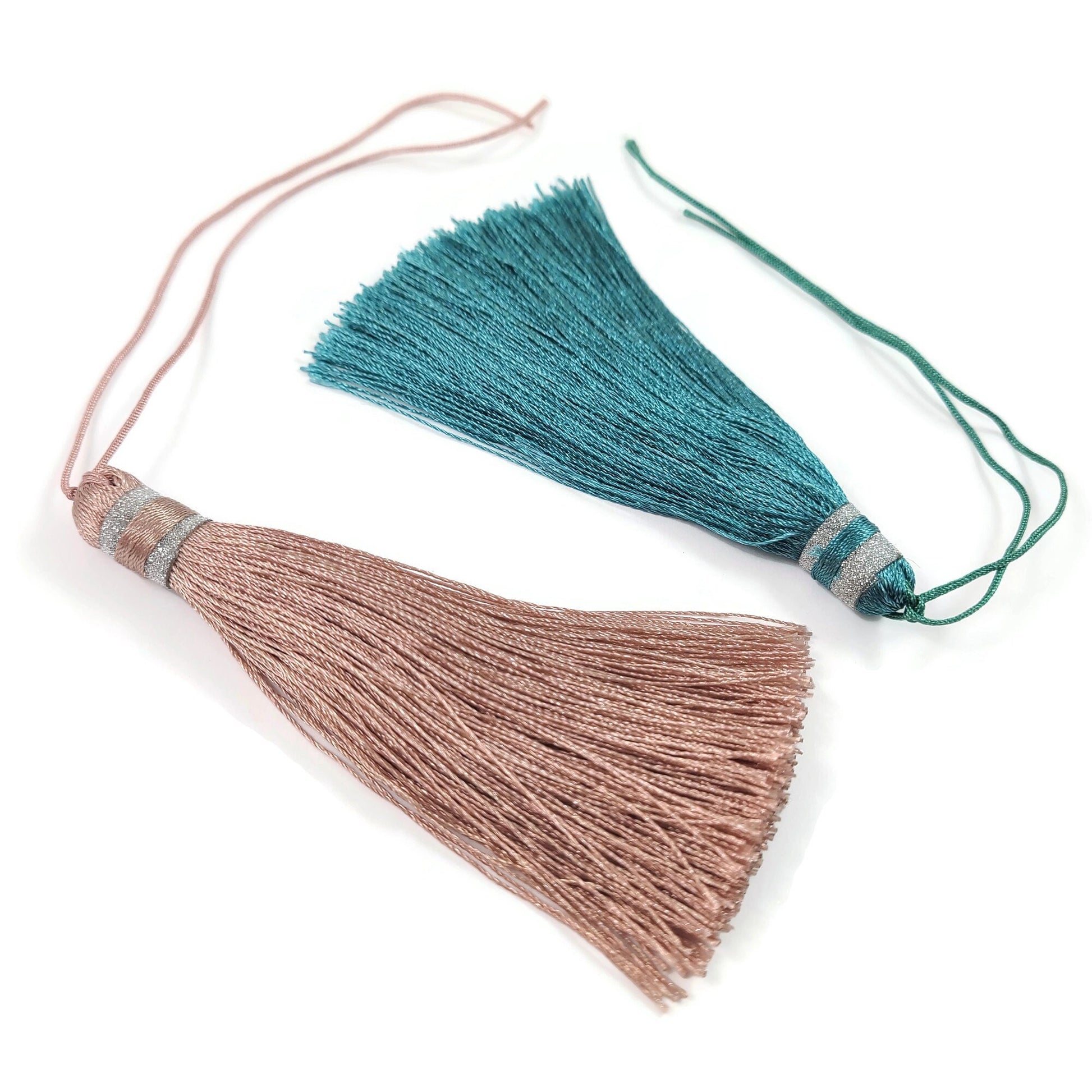 Extra big tassel, Aqua, Pink, Boho decor DIY, 3.75 inches