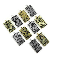 Tarot card charm, Gold, Silver, Necklace making pendant, Sun, Moon, Star, World, Fortune