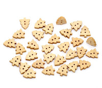 10 Christmas tree Wooden Buttons - craft buttons 14x12mm
