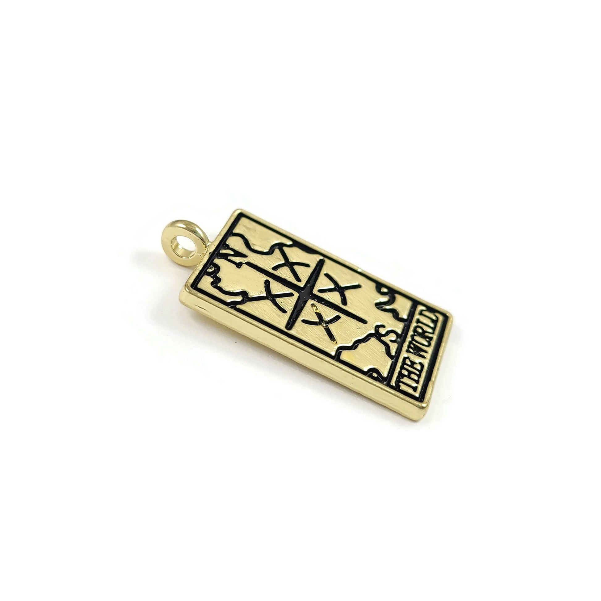 Tarot card charm, Gold, Silver, Necklace making pendant, Sun, Moon, Star, World, Fortune