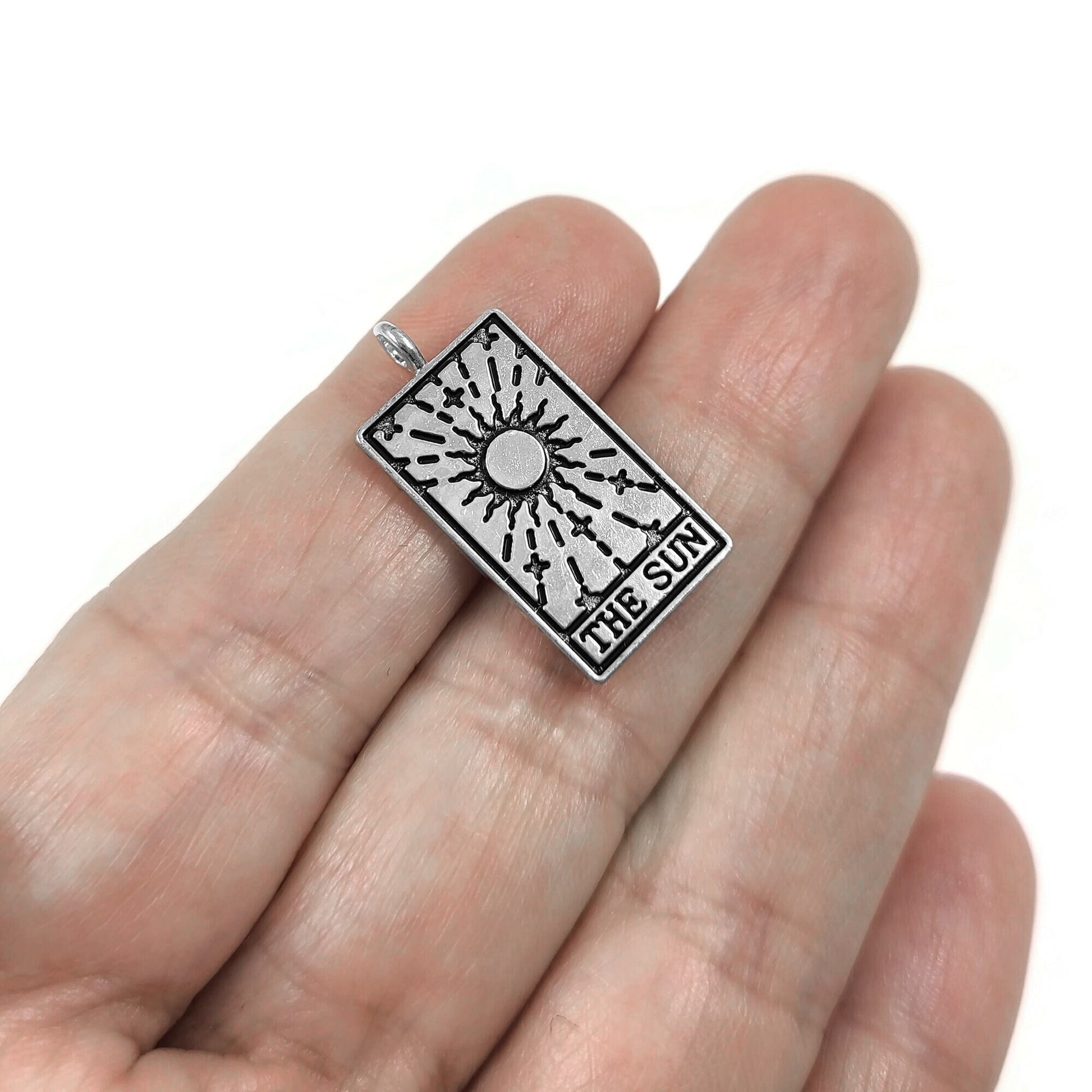 Tarot card charm, Gold, Silver, Necklace making pendant, Sun, Moon, Star, World, Fortune