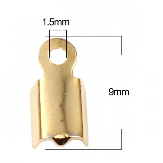 Gold crimp end caps, Fold over cord tips, Stainless steel ribbon end clasp findings, Jewelry making parts