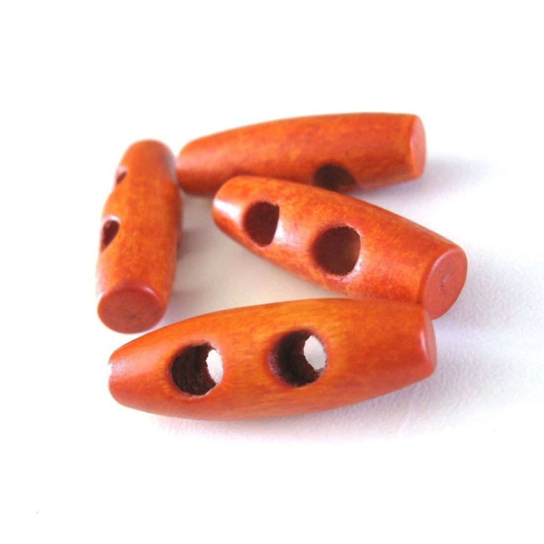 Wood toggle button 6 small orange buttons 3 x 1cm
