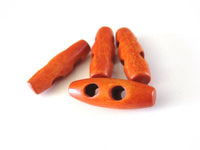 4 petits boutons de bois orange 3 x 1cm