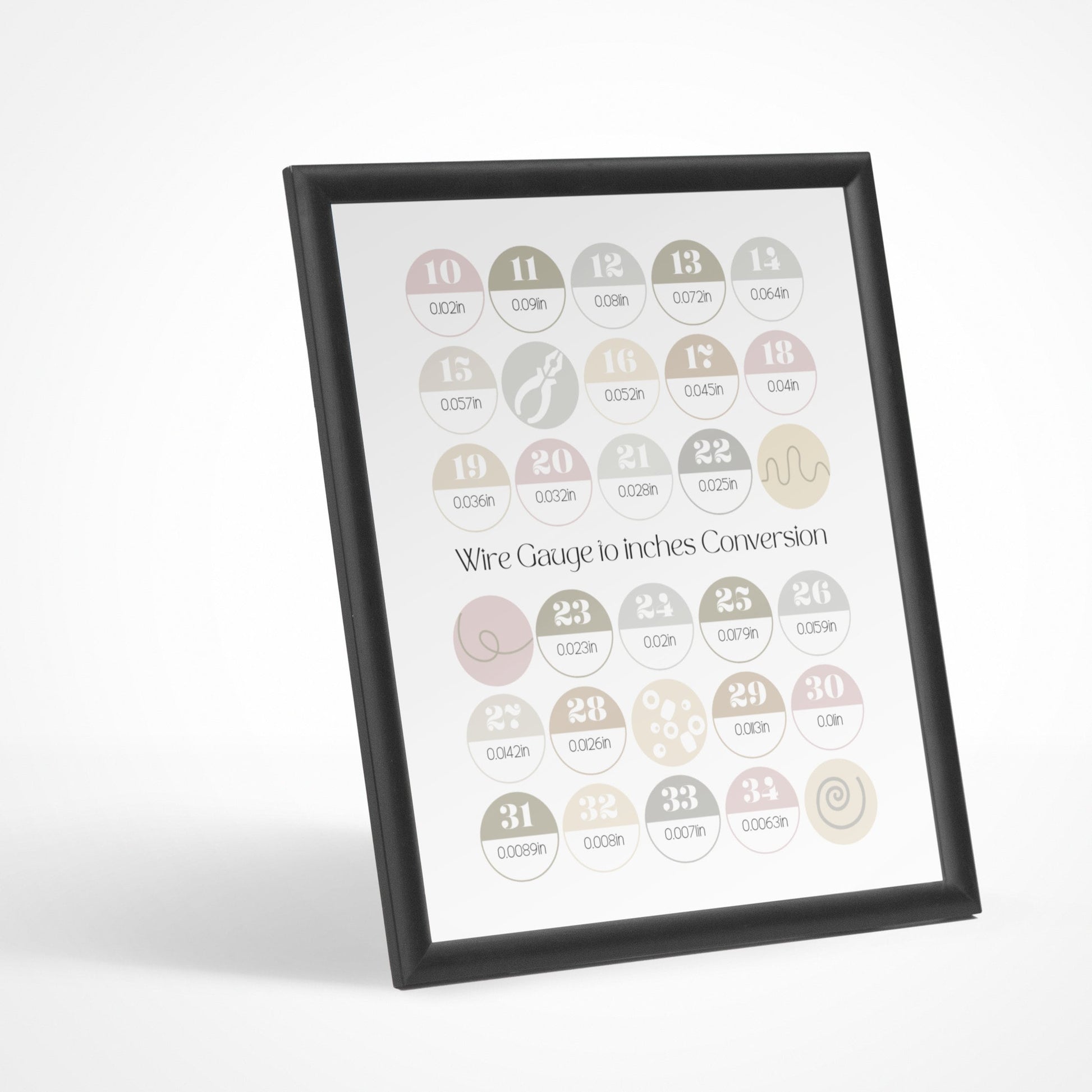 Wire gauge to inches and millimeters conversion chart, Fun printable poster, Jewelry making decor, Crafter gift