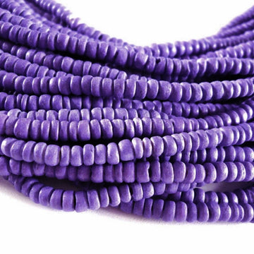 Coconut bead 150 purple wood Beads - Coconut Rondelle Disk Beads 4-5mm