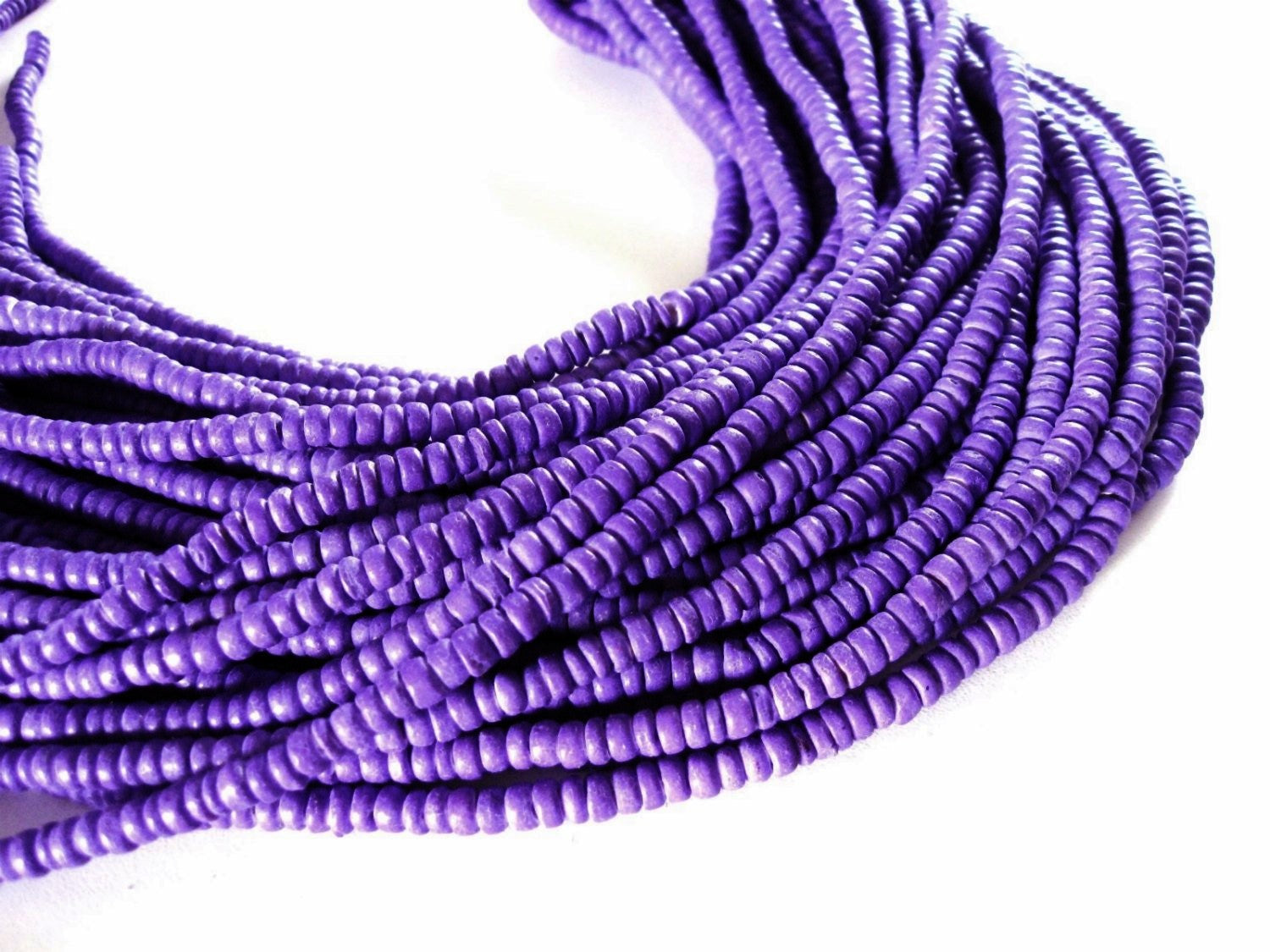 Coconut bead 150 purple wood Beads - Coconut Rondelle Disk Beads 4-5mm