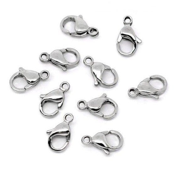 10 Stainless steel lobster clasp hypoallergenic - 3 sizes available