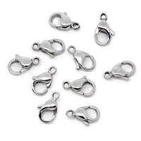 10 fermoirs mousquetons argent en acier inoxydable hypoallergénique