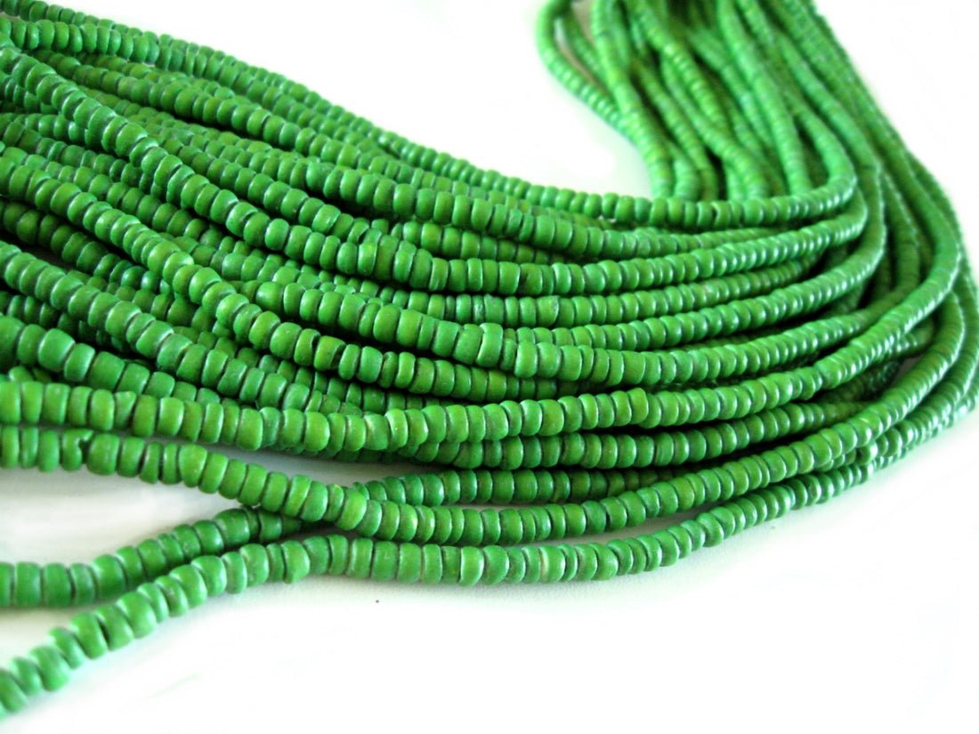 Green coconut rondelle beads 5mm