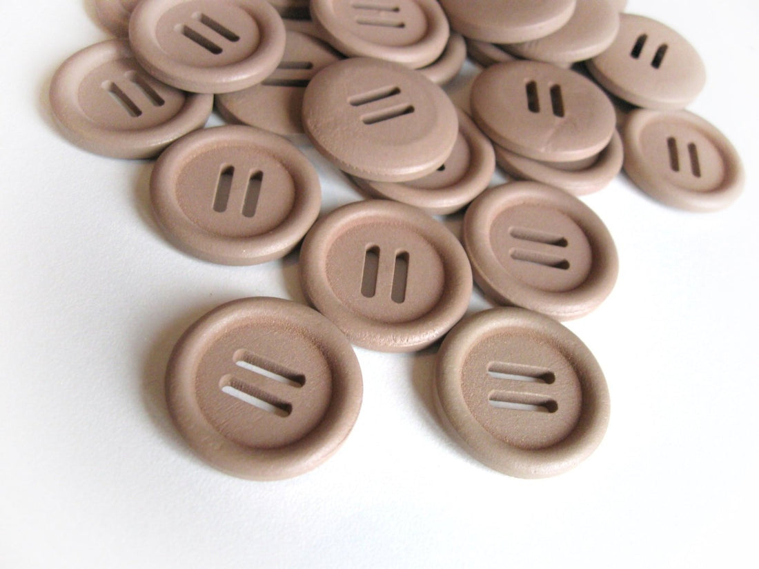 1 inch wooden buttons - Beige buckle buttons 25mm - set of 6