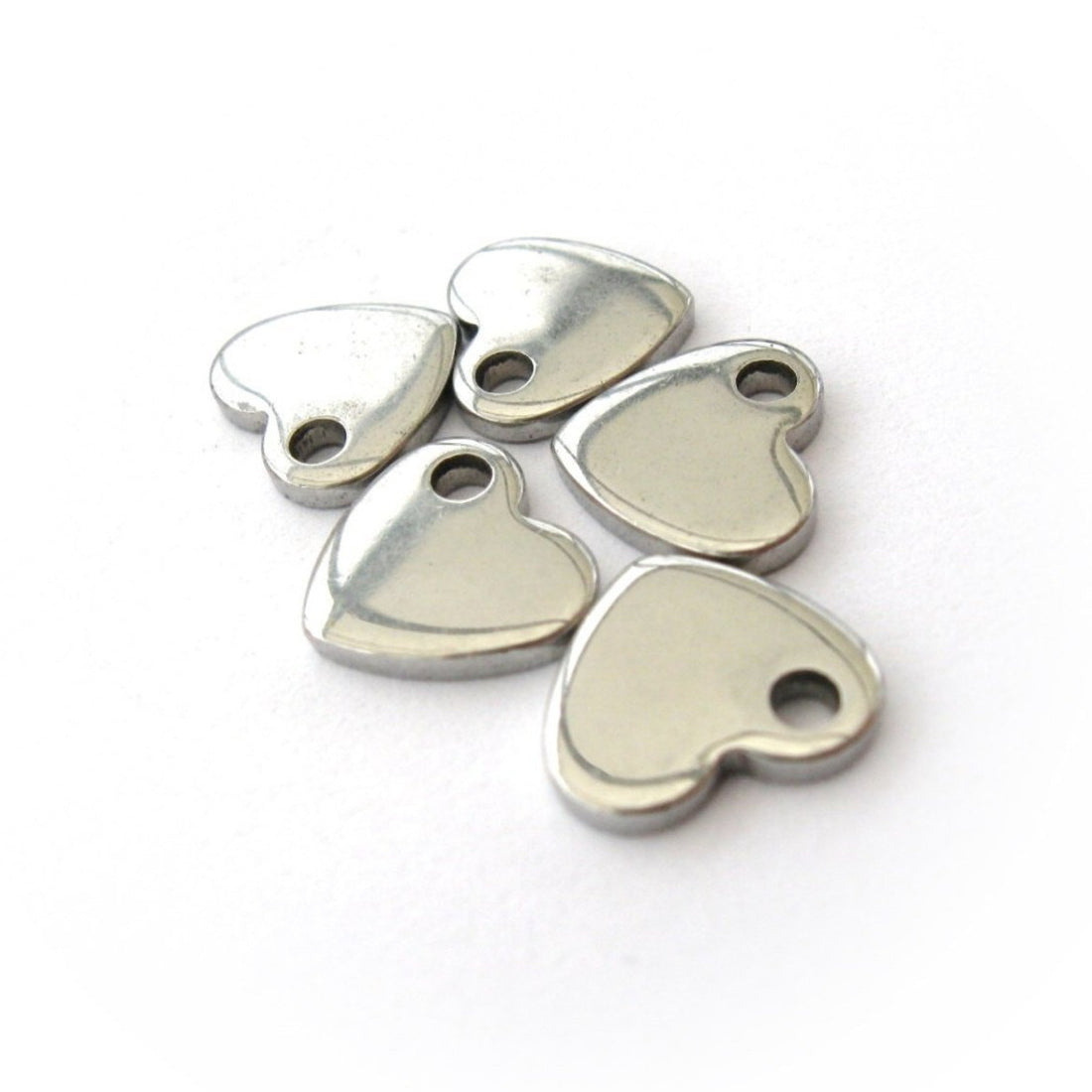 5 Heart pendant stainless steel hypoallergenic charms