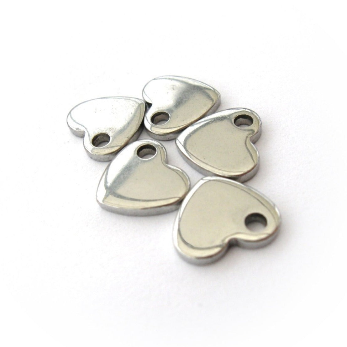 5 Heart pendant stainless steel hypoallergenic charms