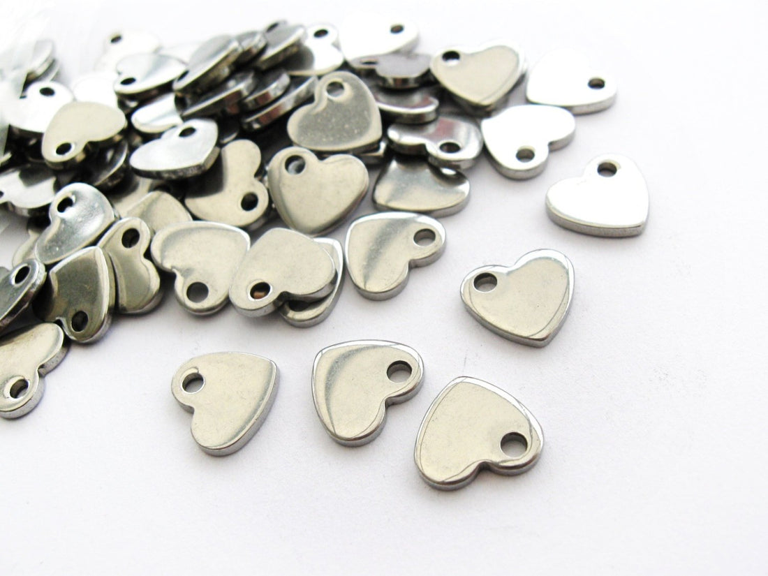 5 Heart pendant stainless steel hypoallergenic charms