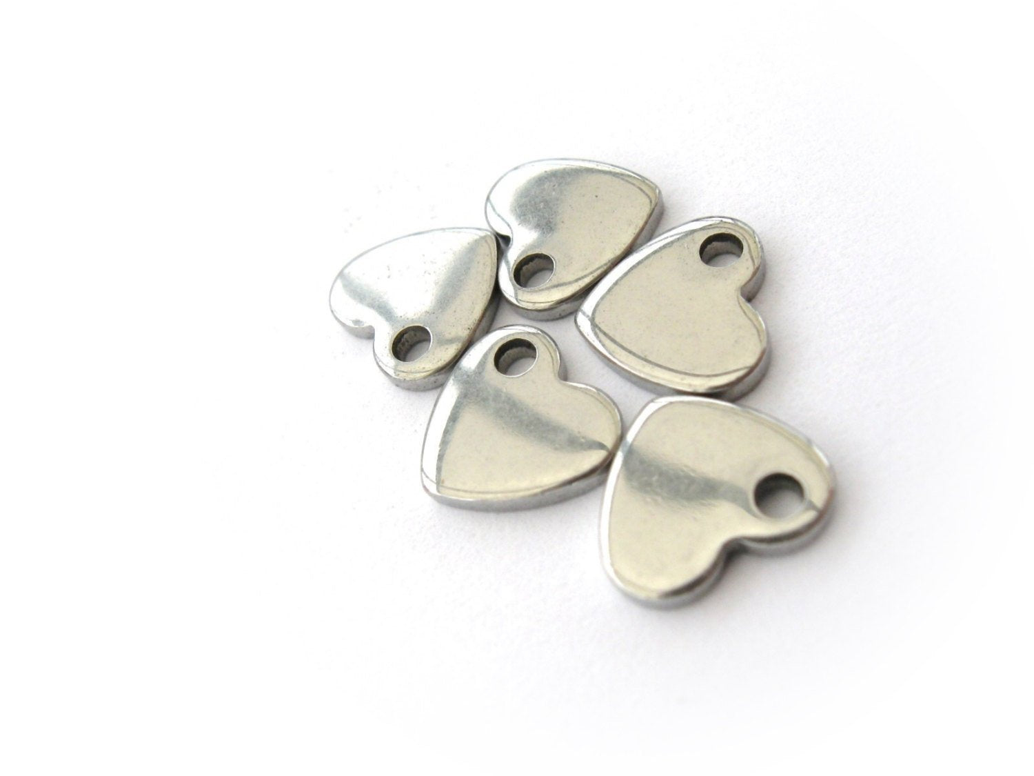 5 Heart pendant stainless steel hypoallergenic charms