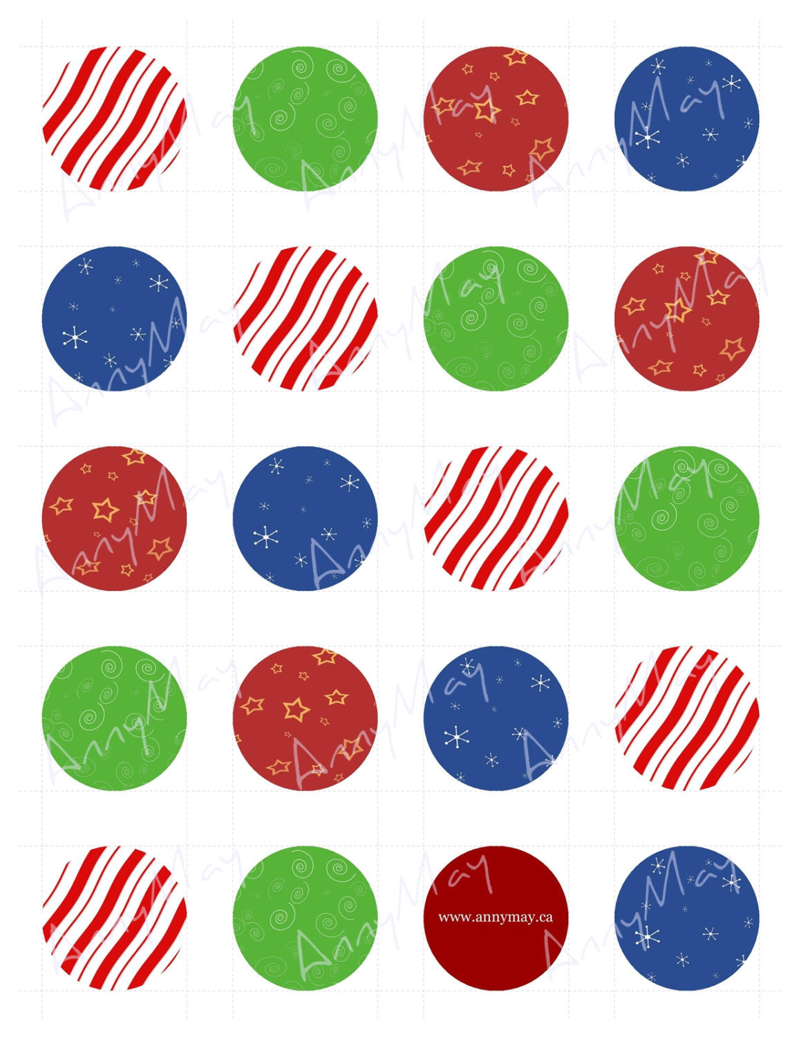 One and half (1 1/2) Inch Round Tags Images - Christmas Night - Digital Collage Sheet