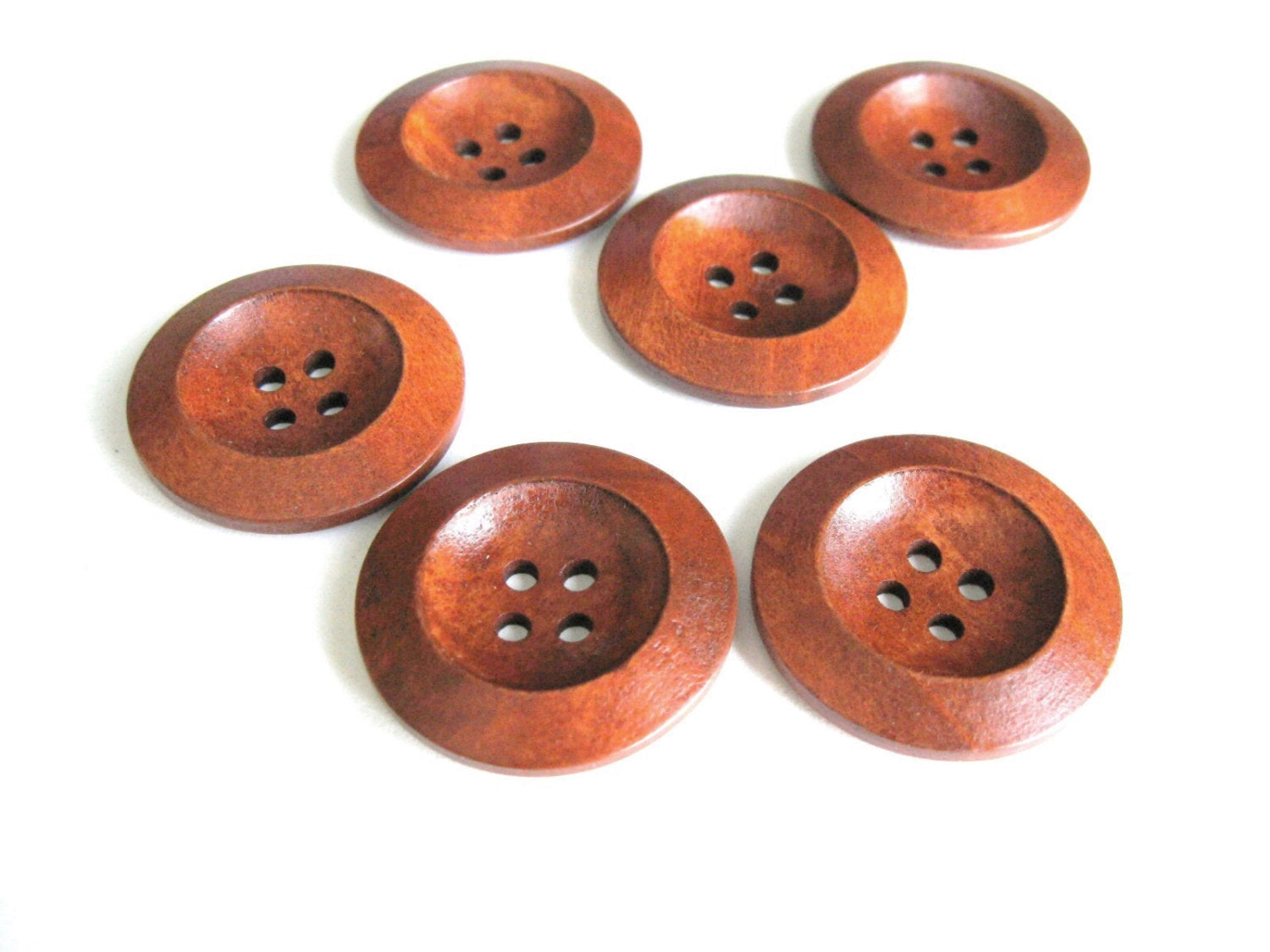 Bouton de bois brun rouge de 3cm - ensemble de 6 boutons en bois naturel