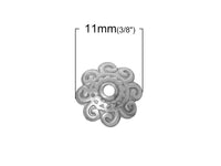 10 Flower bead caps hypoallergenic stainless steel 11mm beadcaps