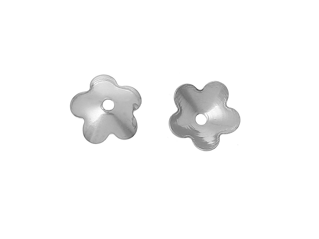 10 Flower bead caps hypoallergenic stainless steel 6mm beadcaps