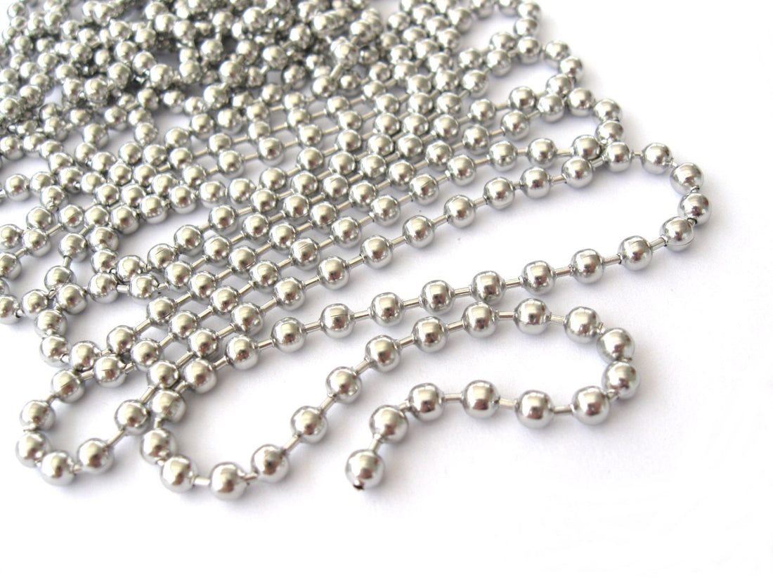 1 Big Stainless Steel Ball Chain 4mm - 2 meters