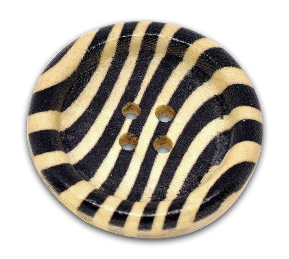 Zebra Pattern Wooden Sewing Buttons 30mm - Natural and Black wood button set of 6