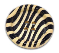 Zebra Pattern Wooden Sewing Buttons 30mm - Natural and Black wood button set of 6