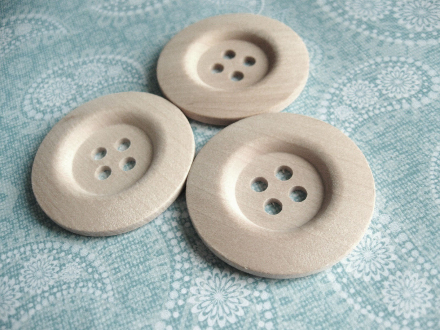 Unfinished wood buttons set of 4 big button 40mm 