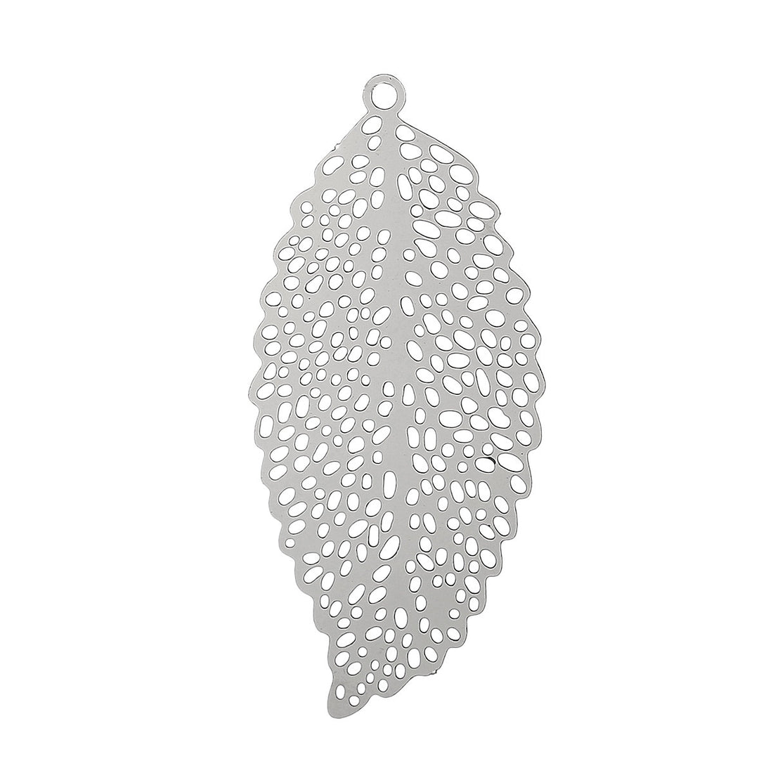 2 Filigree leaf pendant stainless steel hypoallergenic charms