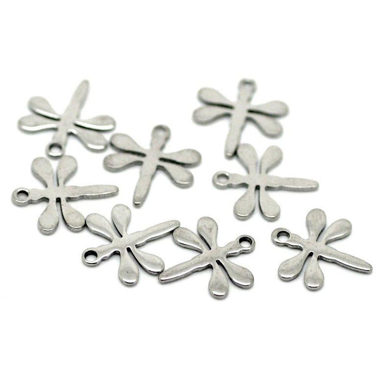 5 Dragongly charms stainless steel hypoallergenic charms