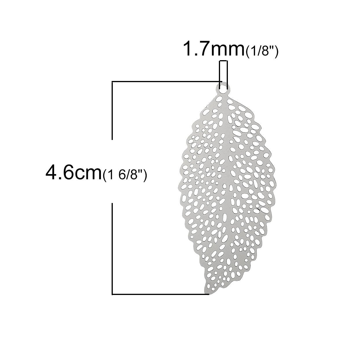 2 Filigree leaf pendant stainless steel hypoallergenic charms