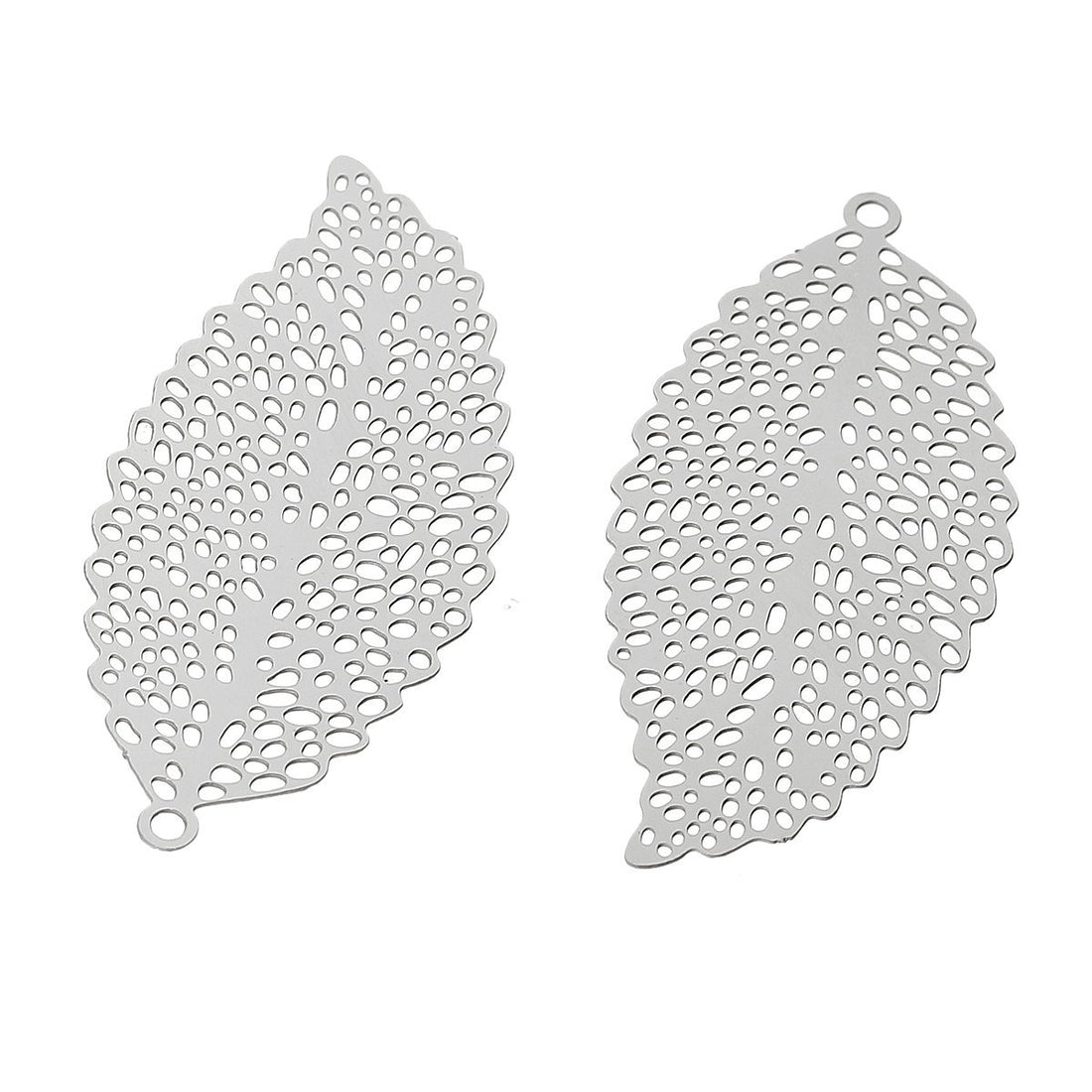 2 Filigree leaf pendant stainless steel hypoallergenic charms
