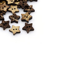 10 Boutons en bois de coco 15mm - Étoile