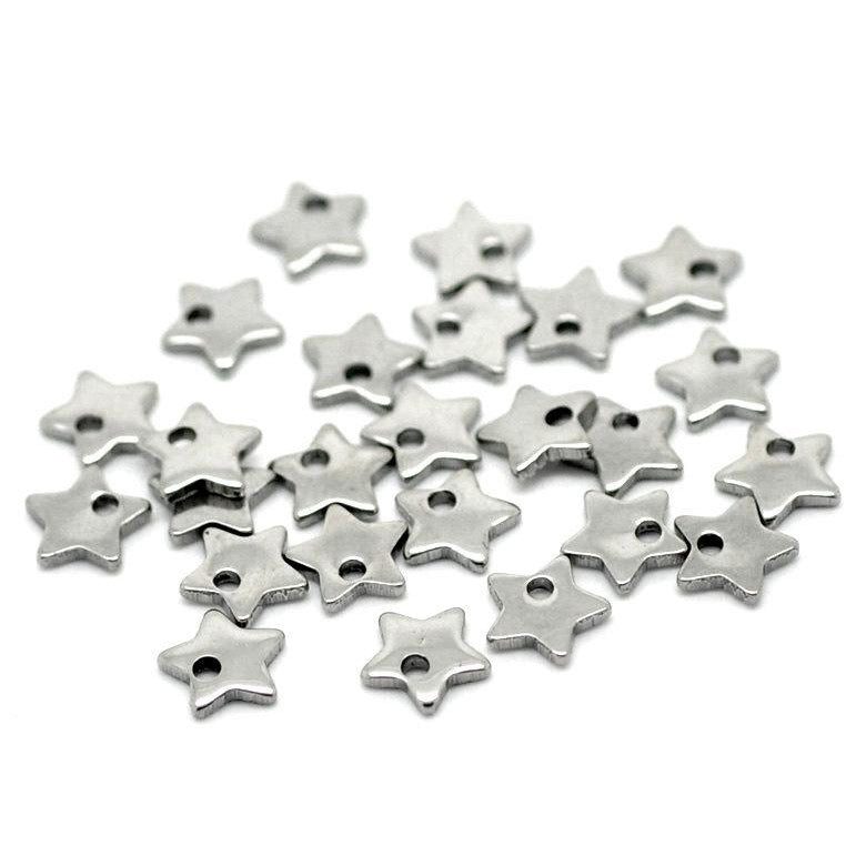 10 Tiny star charms stainless steel hypoallergenic charms