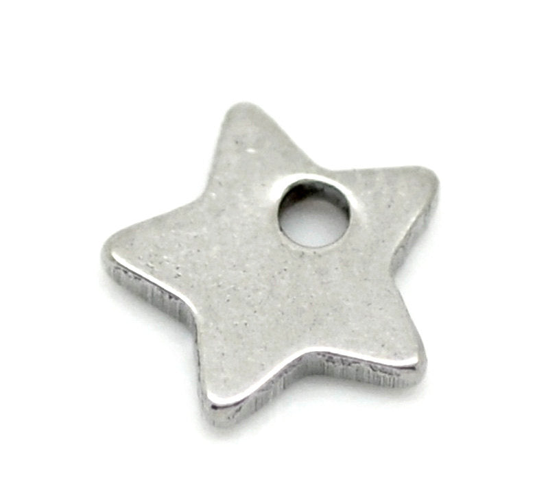 10 Tiny star charms stainless steel hypoallergenic charms