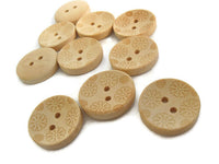 Wooden button - Flower Pattern Unfinished Wood Sewing Buttons Natural Color 20mm - set of 12