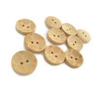 Wooden button - Flower Pattern Unfinished Wood Sewing Buttons Natural Color 20mm - set of 12