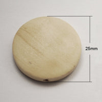 Perles de bois naturel en rondelle de 15mm, 20mm ou 25mm