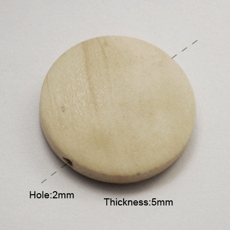 Perles de bois naturel en rondelle de 15mm, 20mm ou 25mm