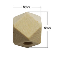 10 Hexagon unfinished wood beads