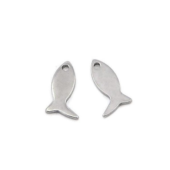 10 Tiny fish charms stainless steel hypoallergenic charms