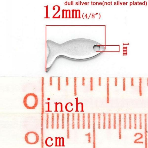 10 Tiny fish charms stainless steel hypoallergenic charms