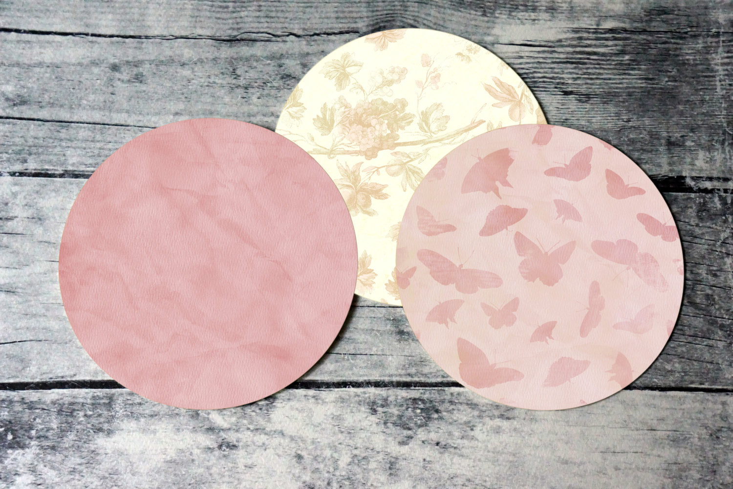 2 Inch Round Tags Images - Pink Butterfly - Digital Collage Sheet