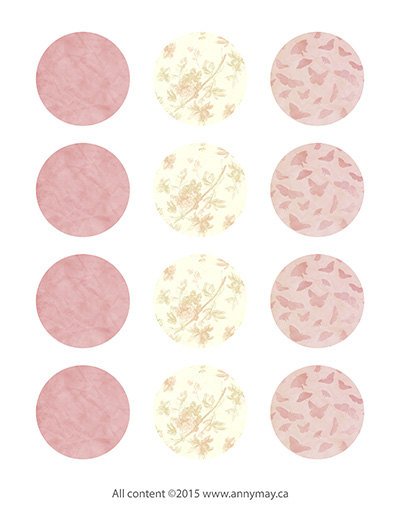 2 Inch Round Tags Images - Pink Butterfly - Digital Collage Sheet