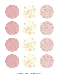 2 Inch Round Tags Images - Pink Butterfly - Digital Collage Sheet