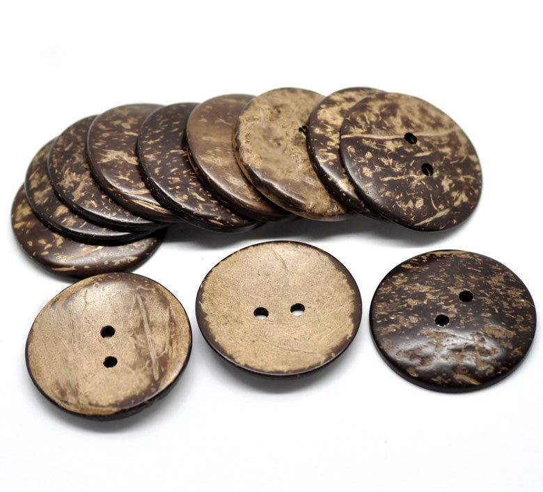 2 Large buttons 1 3/4 inch coconut buttons 44mm - Natural Wood and Eco Friendly buttons
