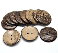 2 Large buttons 1 3/4 inch coconut buttons 44mm - Natural Wood and Eco Friendly buttons