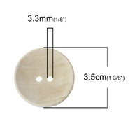 Unfinished wooden sewing buttons 20, 30, 35 or 40mm large buttons - set of 2