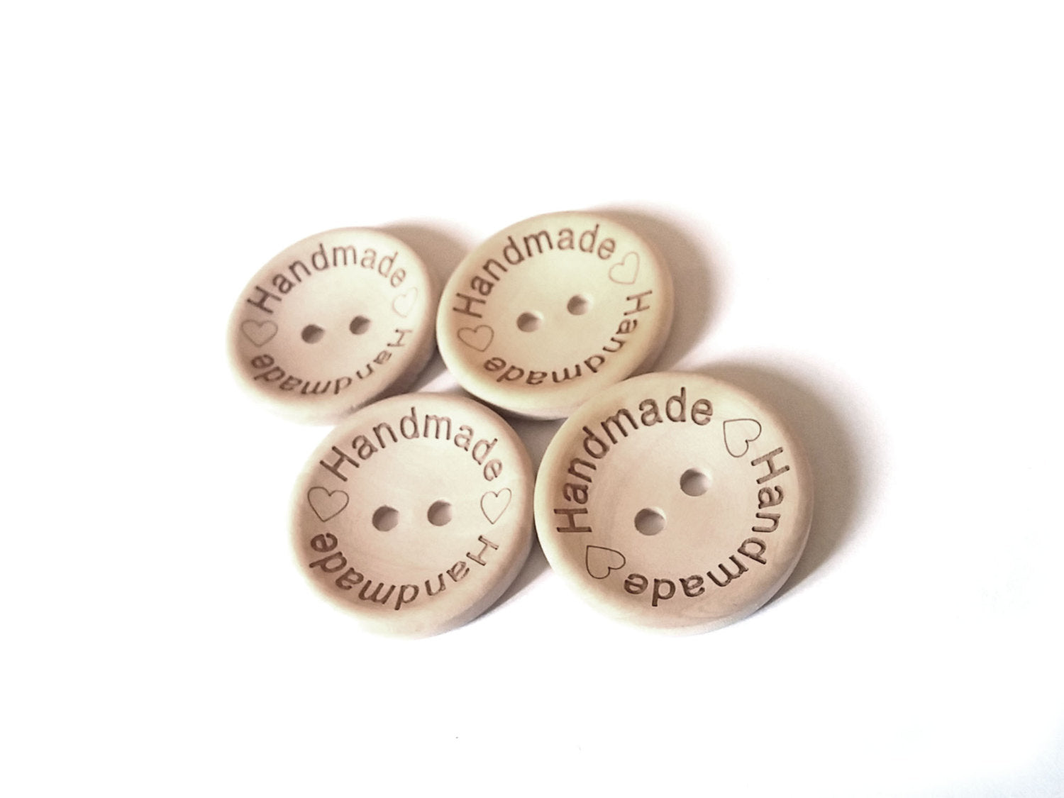 4 Natural unfinished wood button with handmade logo engraved