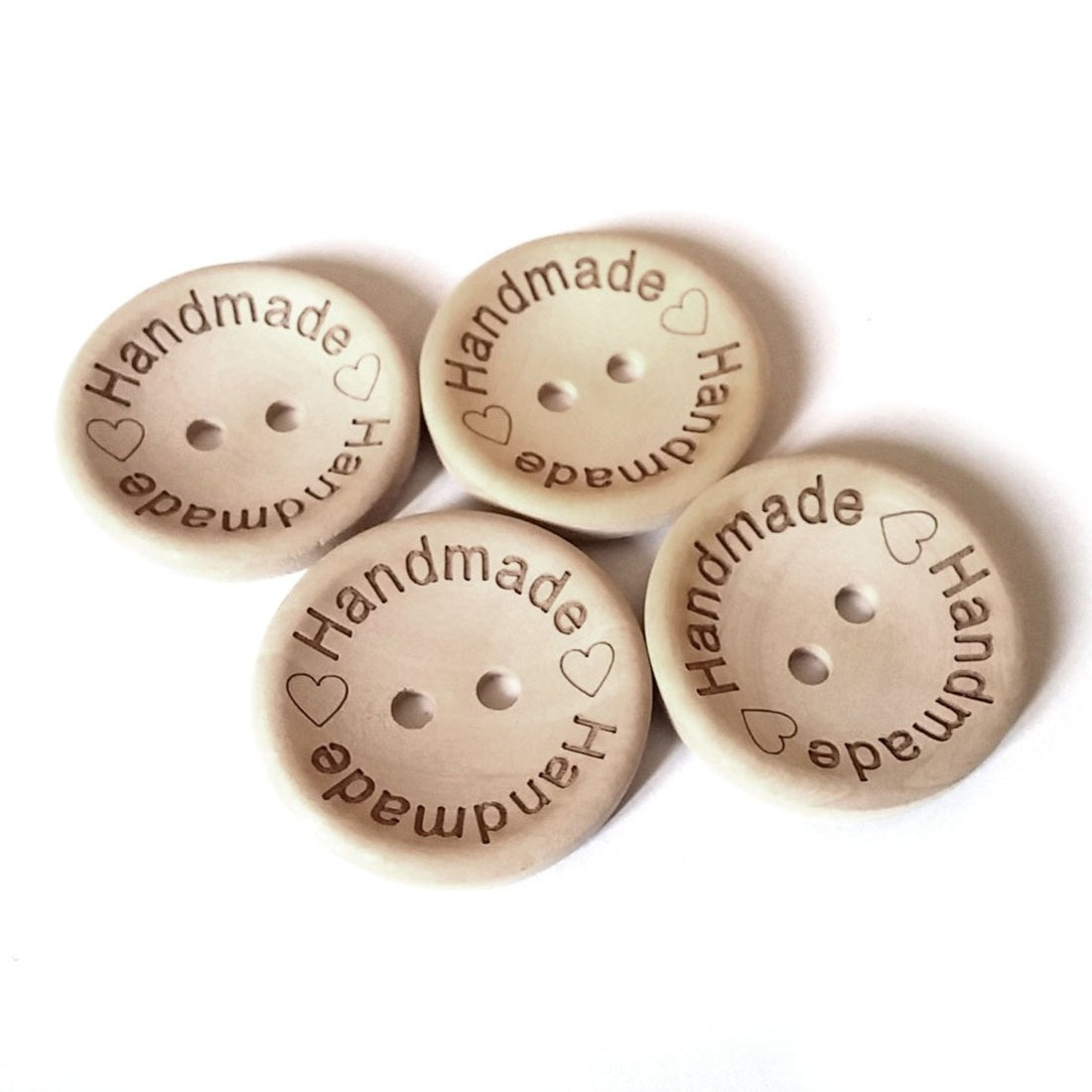 4 Natural unfinished wood button with handmade logo engraved